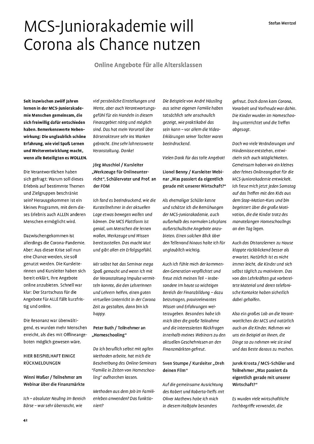 Pressespiegel 2020 Mcs Juniorakademie
